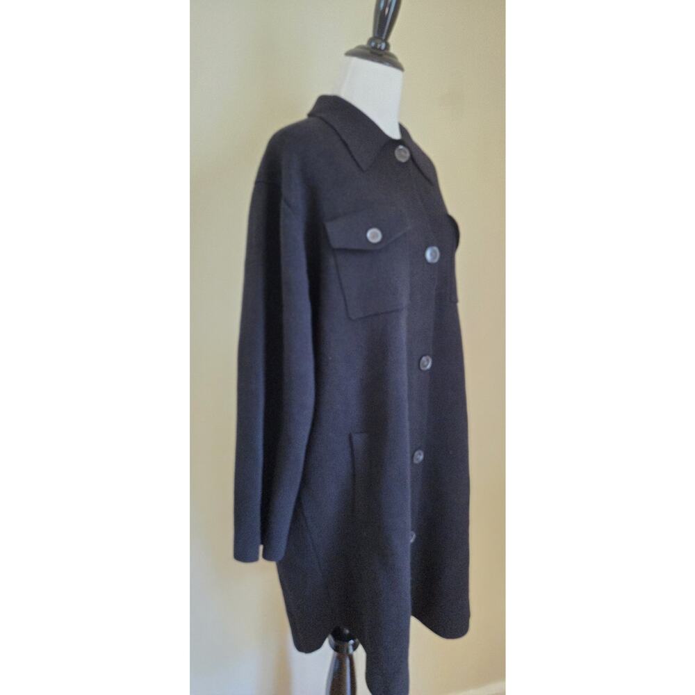 NWT Banana Republic Long Knit Sweater Jacket Shacket Coat Black Women's L - Picture 4 of 16